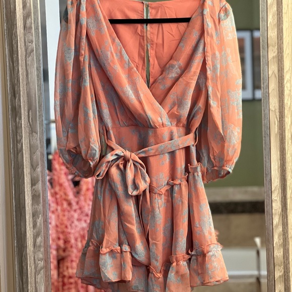 Bow-Peep 3/4 Sleeve Bow Detail Dress Rose - Picture 3 of 5